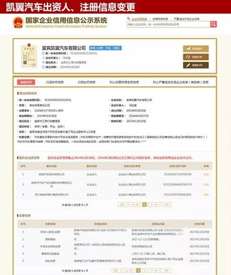 注冊信息已變更 宜賓五糧液24.9億接手凱翼